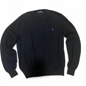 Polo Ralph Lauren Men's Black Sweater 100% Merino Wool Size XL
